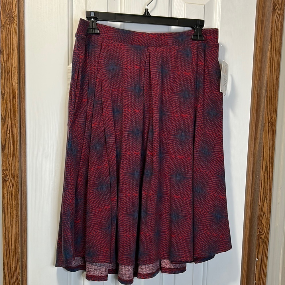 LuLaRoe A-Line Midi Skirt in Red and Blue